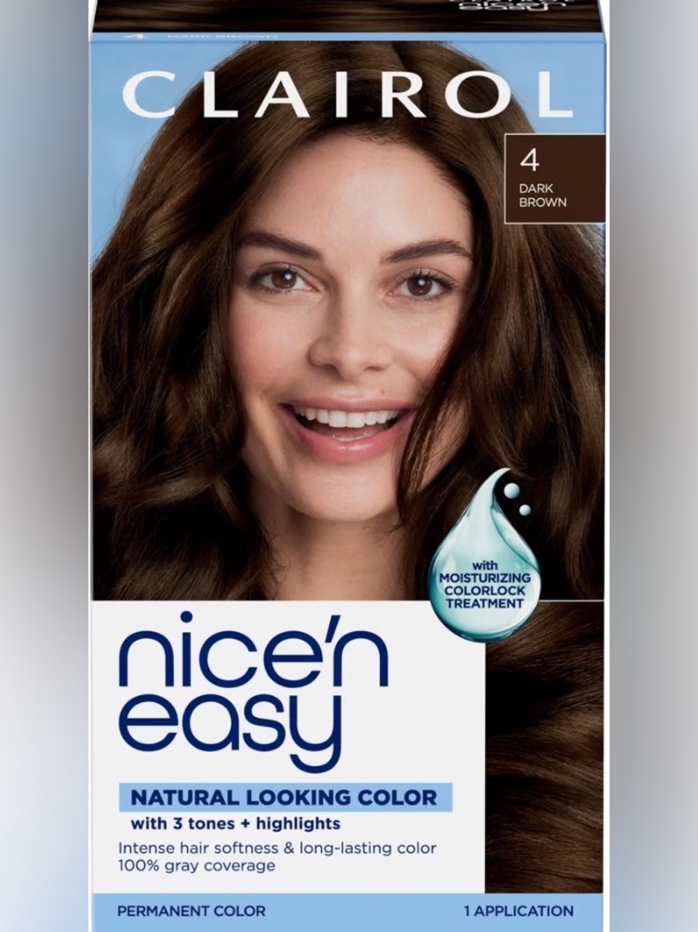 NEW⭐️Clairol “Nice + Easy” Permanent Dark Brown (4) Oil Infused Hair Color